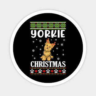 Yorkie Dog Dancing With Snow Merry Christmas Day Daddy Mommy Magnet